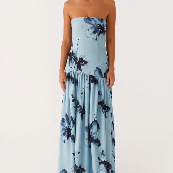 Peppermayo Strapless Blue Floral Dress - Picture 2 of 8